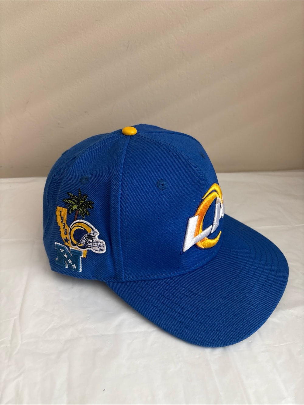 Los Angeles Rams Men's Hat Cap Snap Back Blue yellow 3D Embroidery palm